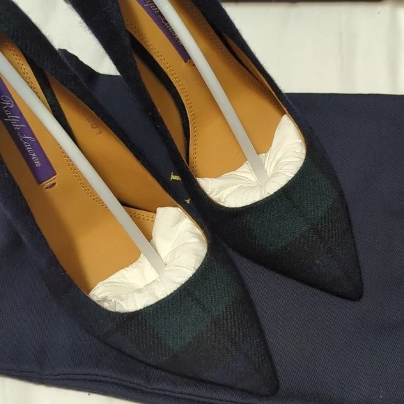 Ralph Lauren Celia Black Watch Tartan Pumps Women's Size 6/36 B Black Mu Tartan. - Picture 12 of 13